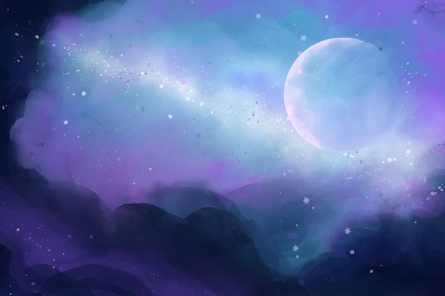 Free Vector hand painted watercolor galaxy background