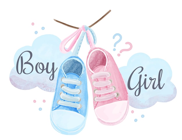 Hand painted watercolor gender reveal concept