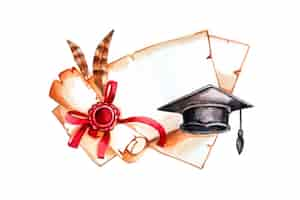 Free vector hand painted watercolor graduation illustration