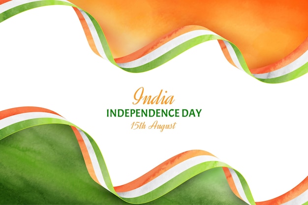 Hand painted watercolor india independence day illustration