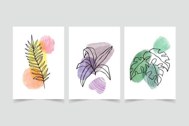 Free Vector hand painted watercolor minimal hand drawn covers collection