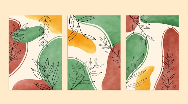 Free Vector hand painted watercolor minimal hand drawn covers collection