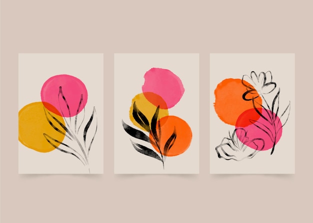 Free vector hand painted watercolor minimal hand drawn covers collection