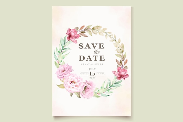 Hand painted watercolor nature invitation card