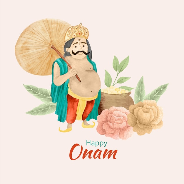 Free vector hand painted watercolor onam illustration