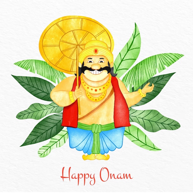 Free vector hand painted watercolor onam illustration