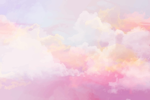 Hand painted watercolor pastel sky background