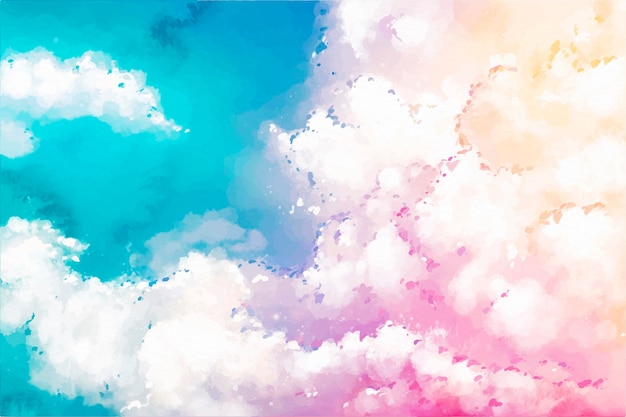 Free vector hand painted watercolor pastel sky background