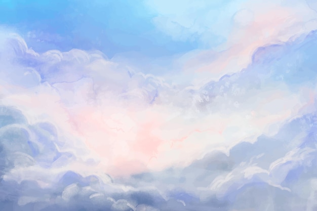 Hand painted watercolor pastel sky background