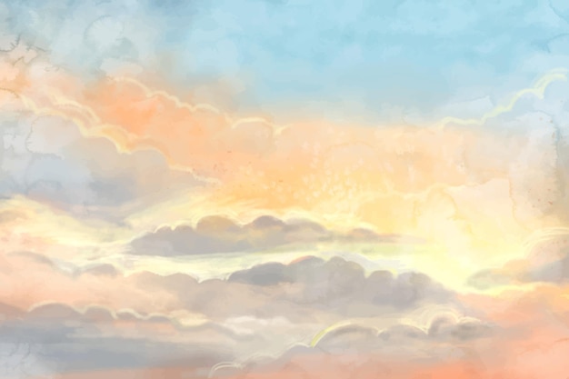 Free vector hand painted watercolor pastel sky background