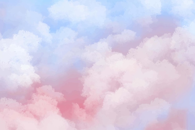 Hand painted watercolor pastel sky cloud background