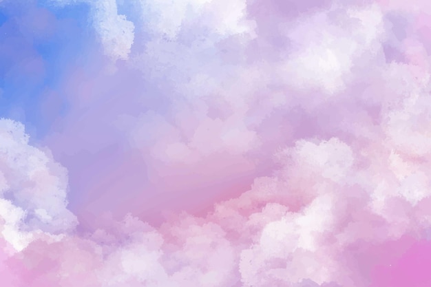 Hand painted watercolor pastel sky cloud background