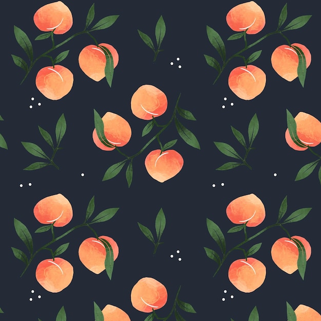 Hand painted watercolor peach pattern design