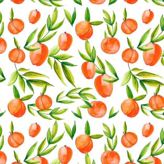 Hand painted watercolor peach pattern design