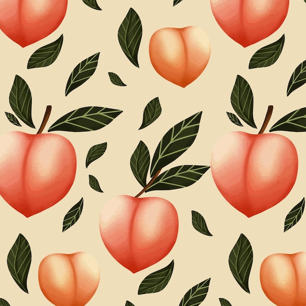 Hand painted watercolor peach pattern design