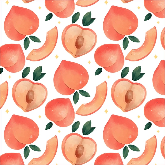 Free vector hand painted watercolor peach pattern design