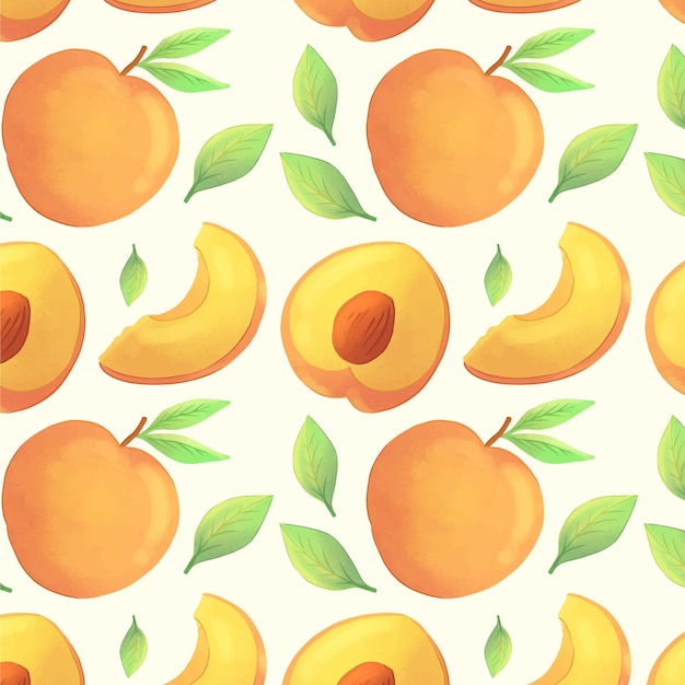 Hand painted watercolor peach pattern