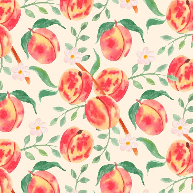 Hand painted watercolor peach pattern