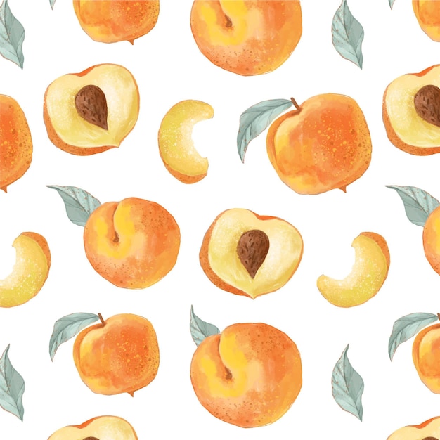 Hand painted watercolor peach pattern