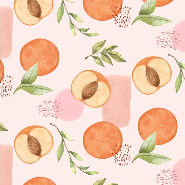 Hand painted watercolor peach pattern