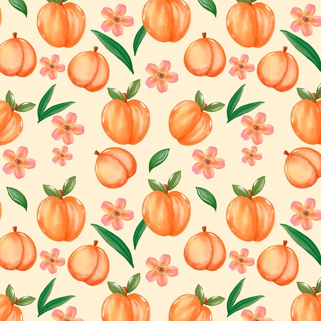 Free vector hand painted watercolor peach pattern