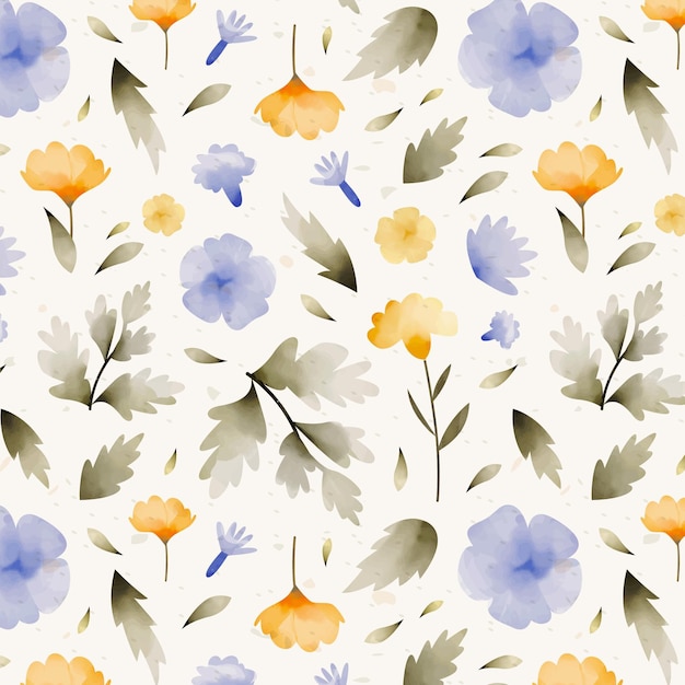 Free Vector hand painted watercolor pressed flowers pattern