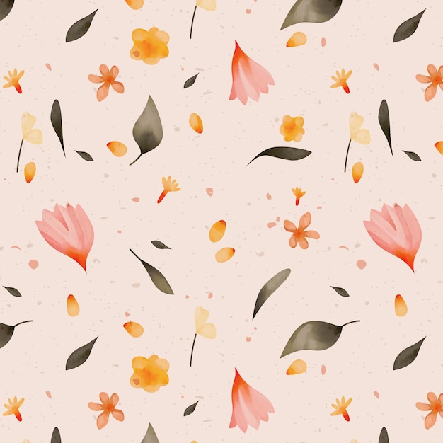 Free Vector hand painted watercolor pressed flowers pattern