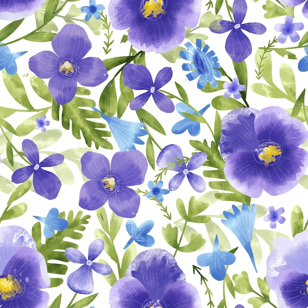 Free vector hand painted watercolor pressed flowers pattern