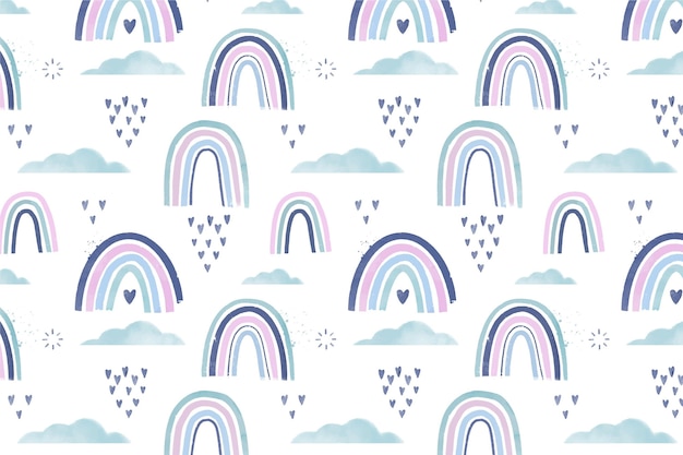 Hand painted watercolor rainbow pattern design