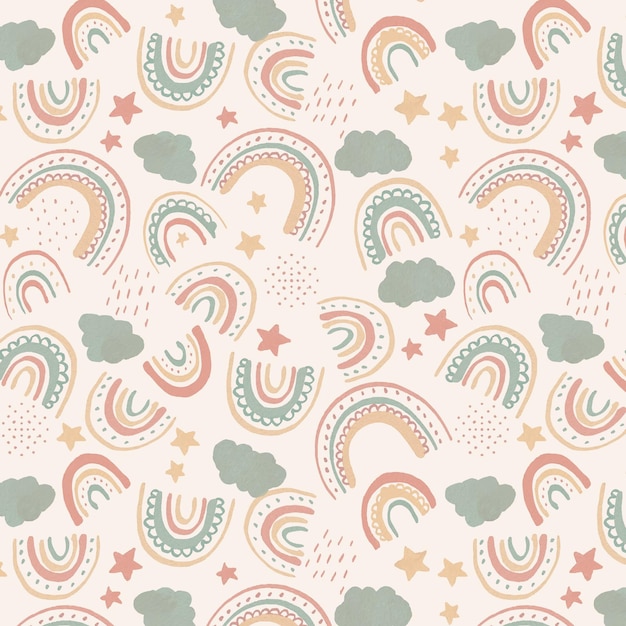 Hand painted watercolor rainbow pattern design