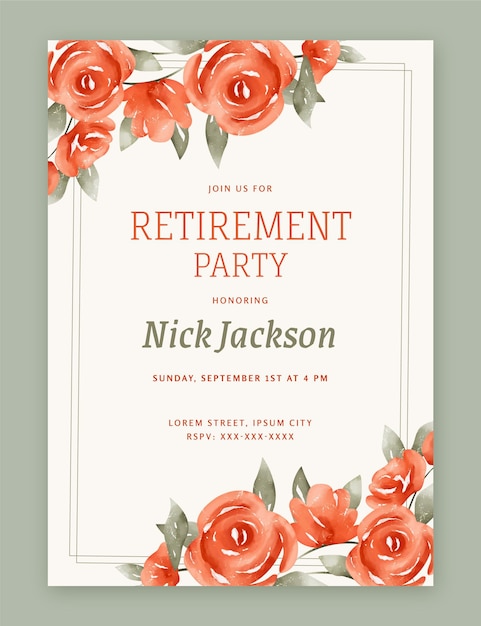 Free vector hand painted watercolor retirement greeting card