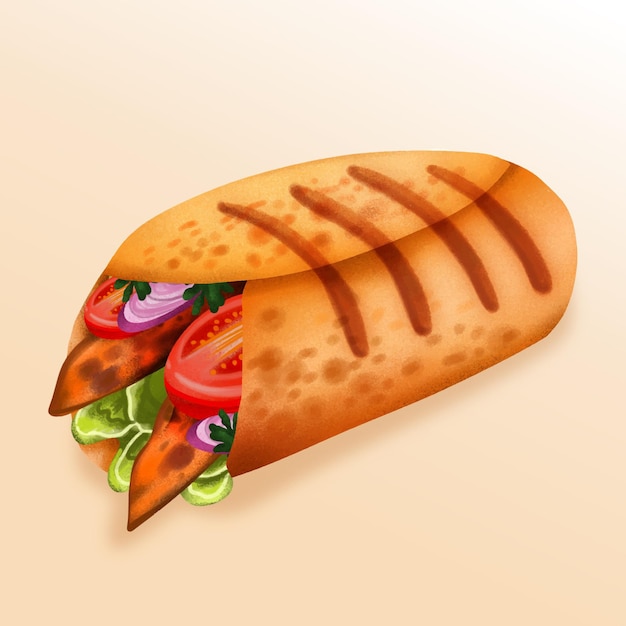 Free Vector hand painted watercolor shawarma illustration