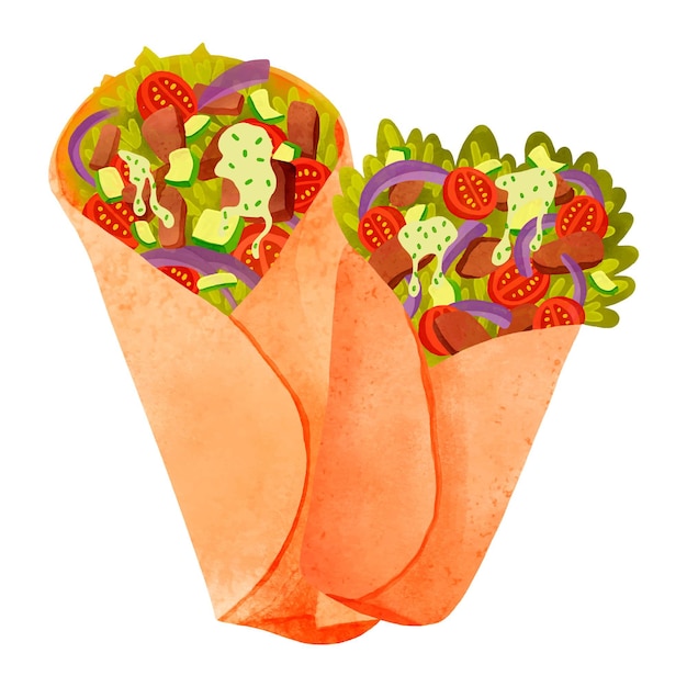 Free Vector hand painted watercolor shawarma illustration