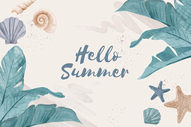 Hand painted watercolor summer background