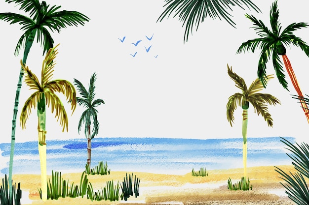 Free Vector hand painted watercolor summer background