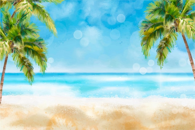 Hand painted watercolor summer background