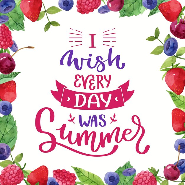 Hand painted watercolor summer lettering