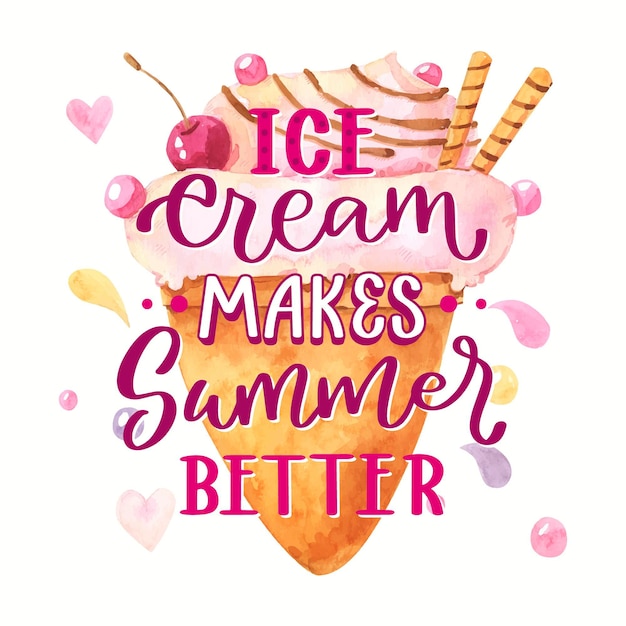 Hand painted watercolor summer lettering