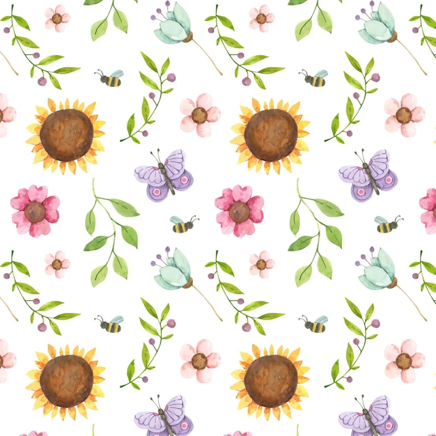 Free vector hand painted watercolor summer pattern