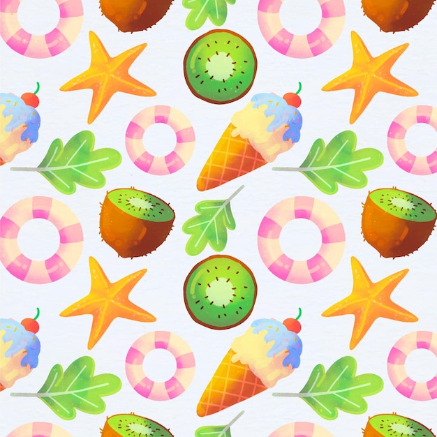 Hand painted watercolor summer pattern