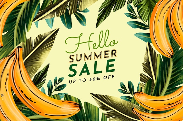 Free Vector hand painted watercolor summer sale illustration