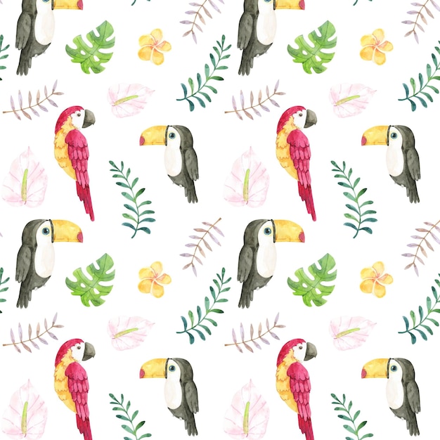 Free vector hand painted watercolor summer tropical pattern