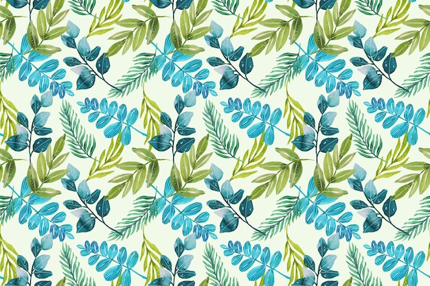 Hand painted watercolor summer tropical pattern