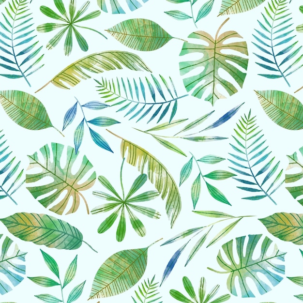 Hand painted watercolor summer tropical pattern