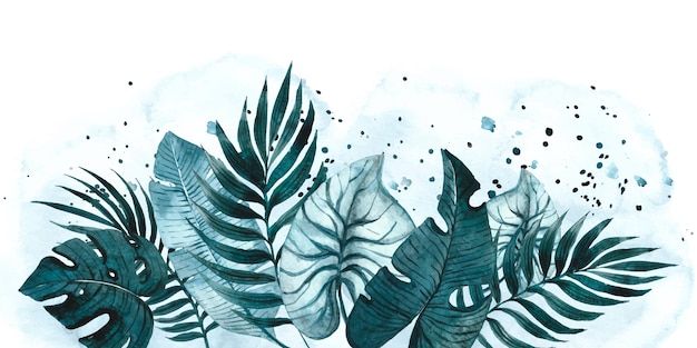 Free Vector hand painted watercolor tropical leaves background