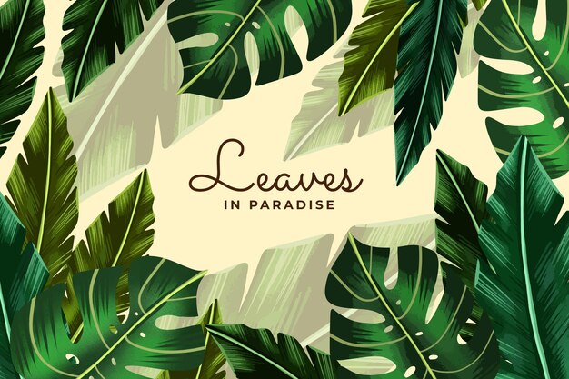 Hand painted watercolor tropical leaves background