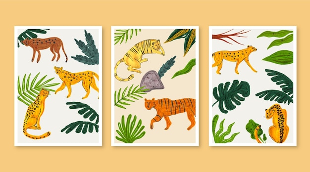 Hand painted watercolor wild animals covers collection