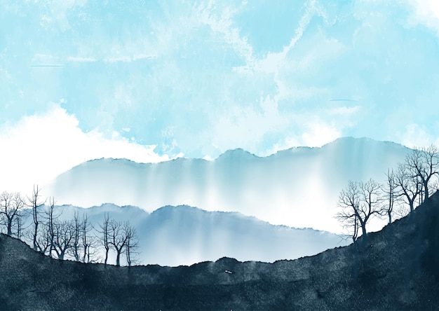 Free Vector hand painted watercolour landscape background 1603