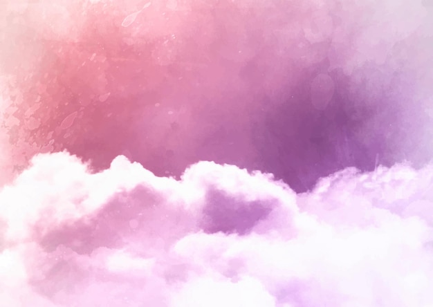 Hand painted watercolour sugar cotton candy clouds background design