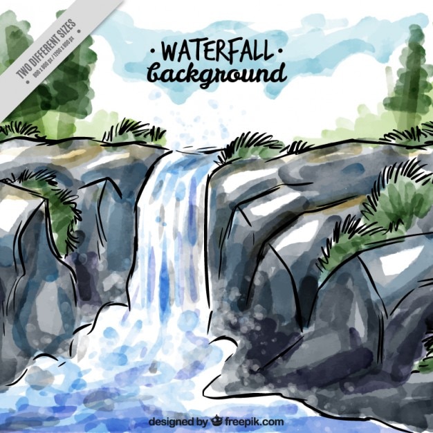 Free Vector hand painted waterfall